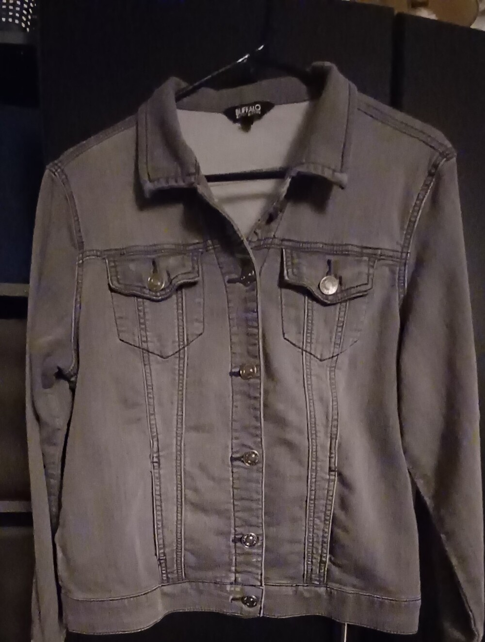 Buffalo David Bitton Gray Denim Cotton Jacket with Chest Pockets